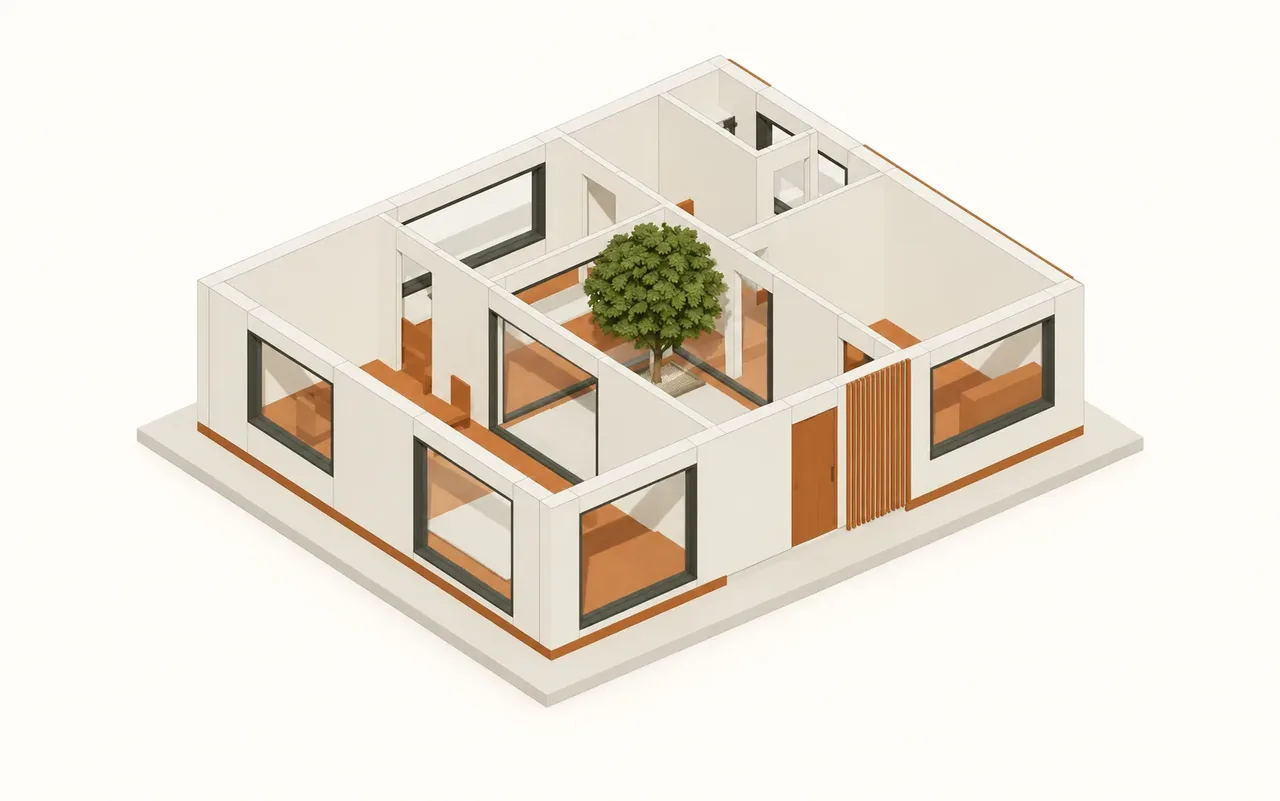Courtyard House：官方处理后的展示封面 · Katia Gil Guzman / OpenAI